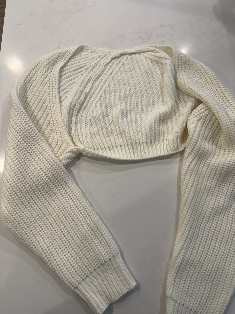 SHEIN Cream Cropped Knit Bolero Shrug